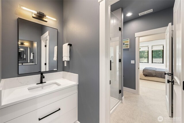 2140 Lagerwey Cir, Lynden, WA 98264 - ensuite bathroom with vanity, a shower stall, and tile patterned flooring