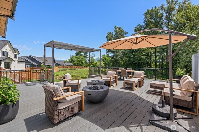 2140 Lagerwey Cir, Lynden, WA 98264 - wooden terrace with an outdoor living space with a fire pit