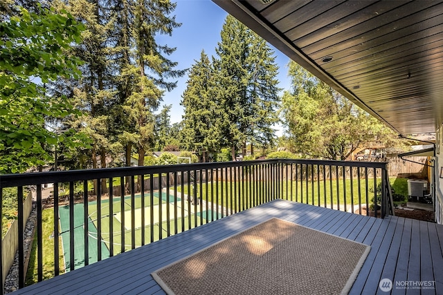 24028 6th Pl W, Bothell, WA 98021 - wooden terrace with central AC and view of scattered trees