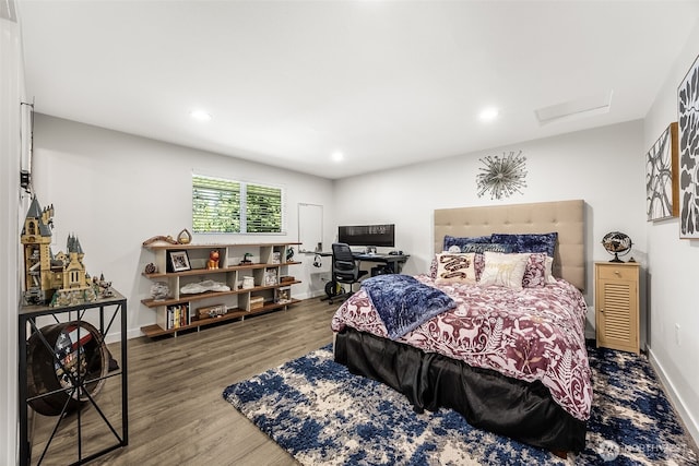24028 6th Pl W, Bothell, WA 98021 - bedroom with attic access, wood finished floors, baseboards, and recessed lighting