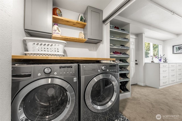 24028 6th Pl W, Bothell, WA 98021 - laundry room with washer and dryer, cabinet space, and carpet