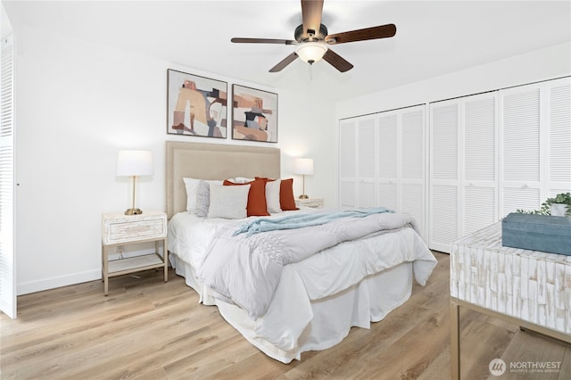 505 Belmont Ave E Unit 704, Seattle, WA 98102 - bedroom featuring light wood finished floors and a ceiling fan