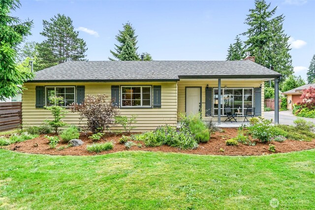 13720 Corliss Ave N, Seattle, WA 98133 - single story home with roof with shingles, a chimney, and covered porch