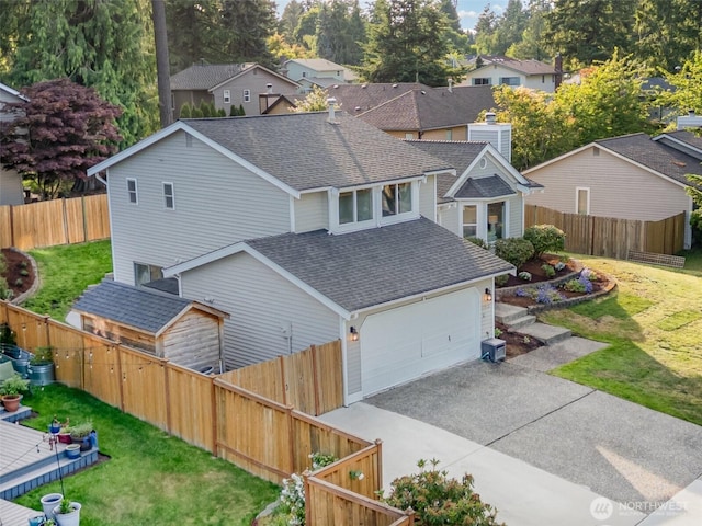 17913 158th Pl SE, Renton, WA 98058 - exterior space with roof with shingles, asphalt driveway, a garage, and a residential view