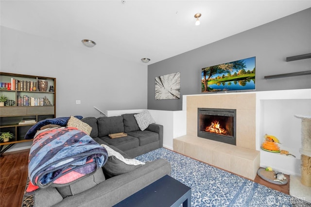 21230 40th Way S Unit D, Seatac, WA 98198 - living area featuring a tile fireplace and wood finished floors