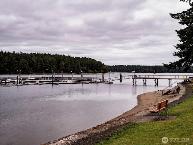9712 Channel Dr NW, Olympia, WA 98502 - dock area featuring a wooded view and a water view