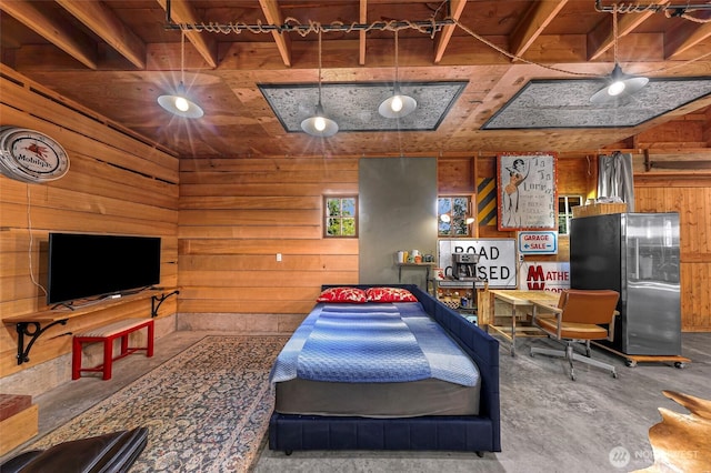 329 Columbia St, Sumas, WA 98295 - recreation room featuring wooden walls and concrete floors