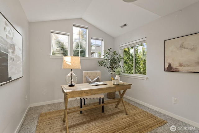 26216 SE 228th Ave SE Unit 26216, Maple Valley, WA 98038 - home office featuring carpet flooring and vaulted ceiling