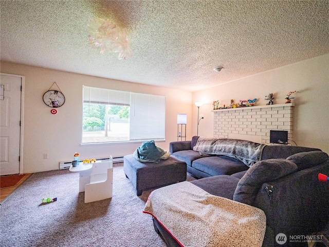 919 Harding Rd, Elma, WA 98541 - carpeted living room with a textured ceiling