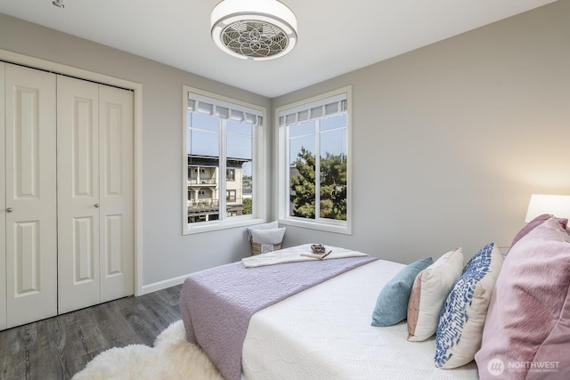 124 Bellevue Ave E Unit 305, Seattle, WA 98102 - bedroom with wood finished floors, baseboards, and a closet