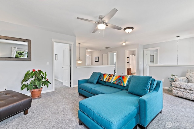 8521 15th Ave SE, Olympia, WA 98513 - living room featuring carpet and ceiling fan