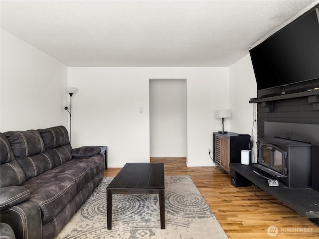 8828 S K St, Tacoma, WA 98444 - living area with a wood stove and light wood-style floors