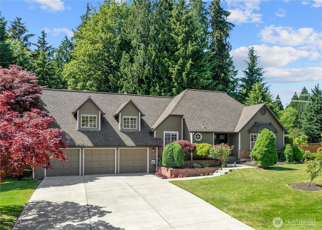 18620 29th Ave SE, Bothell, WA 98012 - view of front facade featuring roof with shingles, concrete driveway, a front lawn, and a garage