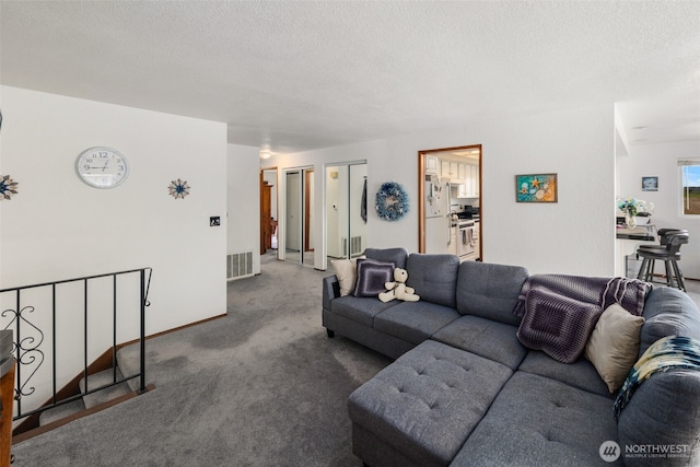 17464 Dunbar Rd Unit 1, Mount Vernon, WA 98273 - carpeted living room featuring a textured ceiling and baseboards