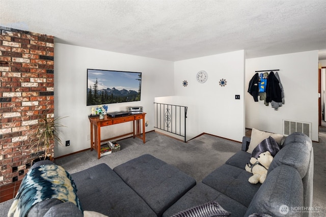 17464 Dunbar Rd Unit 1, Mount Vernon, WA 98273 - living area featuring carpet floors, a textured ceiling, and baseboards