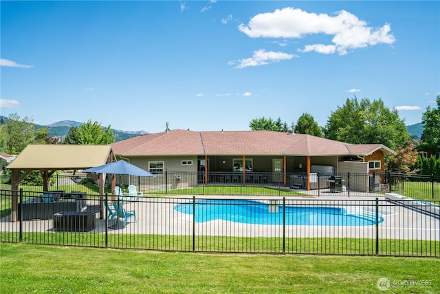 10552 Ski Hill Dr, Leavenworth, WA 98826 - view of swimming pool with a mountain view and a patio area