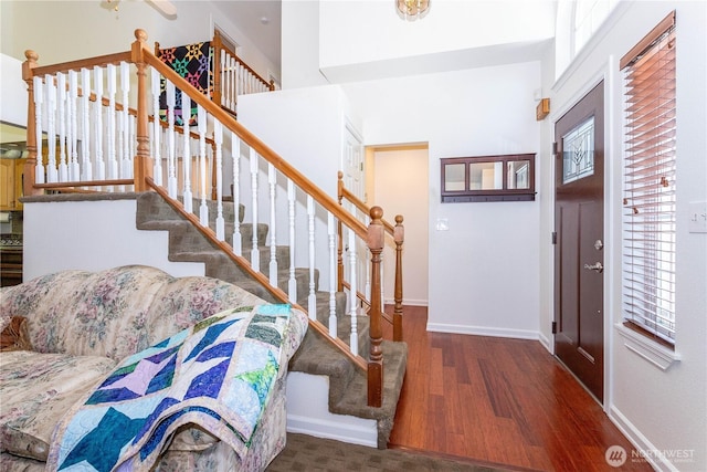 37326 19th Pl S, Federal Way, WA 98003 - entrance foyer with wood finished floors, baseboards, and stairs
