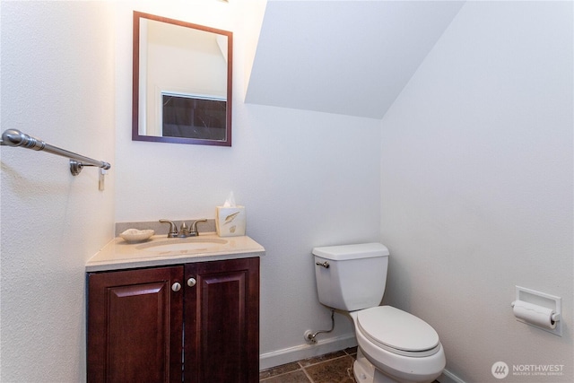 37326 19th Pl S, Federal Way, WA 98003 - half bath featuring toilet, vanity, lofted ceiling, and baseboards