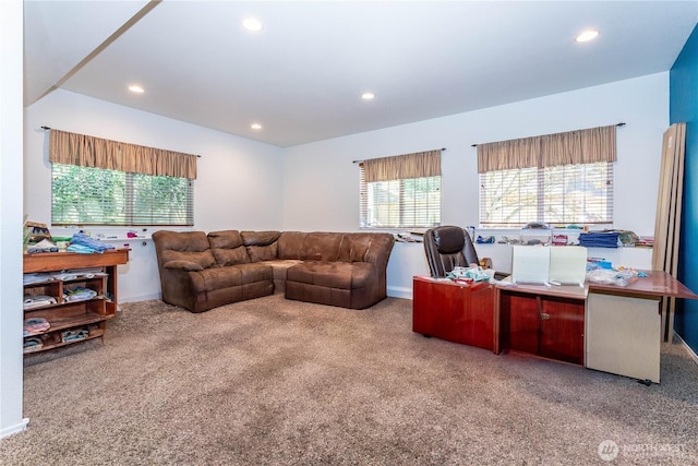 37326 19th Pl S, Federal Way, WA 98003 - living room with carpet, recessed lighting, baseboards, and a desk