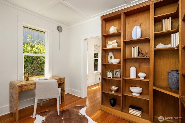 4819 S Lucile St, Seattle, WA 98118 - home office featuring crown molding, wood finished floors, and baseboards
