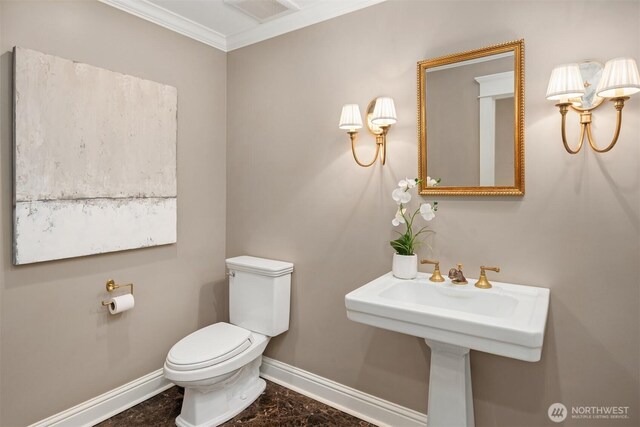 1325 Broadmoor Dr E, Seattle, WA 98112 - bathroom with baseboards, toilet, and ornamental molding