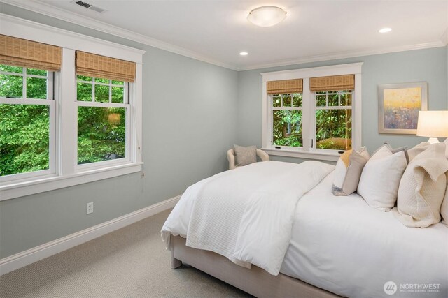 1325 Broadmoor Dr E, Seattle, WA 98112 - carpeted bedroom featuring baseboards, recessed lighting, and crown molding