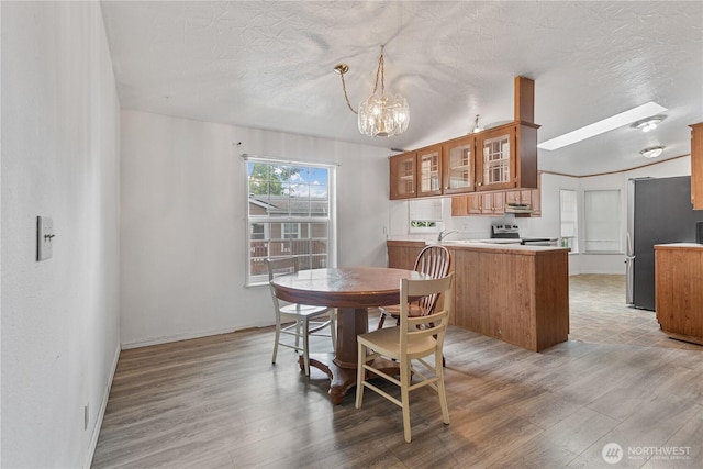 8530 Steilacoom Rd SE Unit 113, Olympia, WA 98513 - dining space featuring light wood-style floors, a chandelier, and baseboards