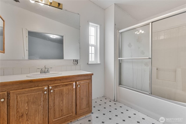 8530 Steilacoom Rd SE Unit 113, Olympia, WA 98513 - bathroom with vanity, tile patterned floors, and combined bath / shower with glass door