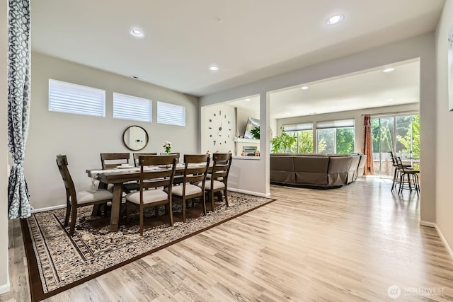 12726 36th Pl NE, Lake Stevens, WA 98258 - dining area with light wood-style flooring, recessed lighting, and baseboards