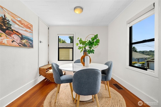 4742 22nd Ave SW, Seattle, WA 98106 - dining room featuring dark wood-type flooring and baseboards