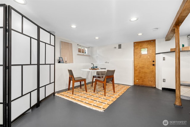 4742 22nd Ave SW, Seattle, WA 98106 - dining room featuring finished concrete floors, recessed lighting, and baseboards