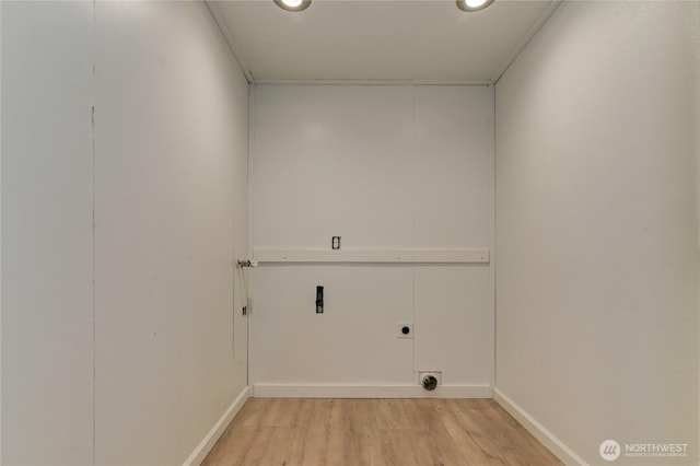 2539 123rd Ave SW, Olympia, WA 98512 - washroom with electric dryer hookup, light wood-style flooring, baseboards, and recessed lighting