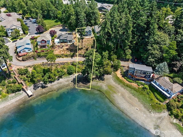931 Oyster Bay Ct, Bremerton, WA 98312 - aerial view of residential area featuring a nearby body of water and property boundaries highlighted