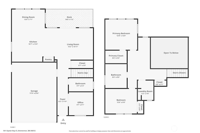931 Oyster Bay Ct, Bremerton, WA 98312 - view of floor plan / room layout