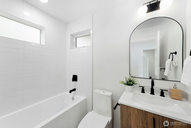 8324 16th Ave NW Unit A, Seattle, WA 98117 - full bathroom featuring vanity, toilet, and  shower combination