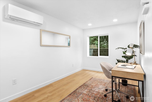 16514 Wallingford Ave N, Shoreline, WA 98133 - office space featuring a wall unit AC, wood finished floors, recessed lighting, and baseboards