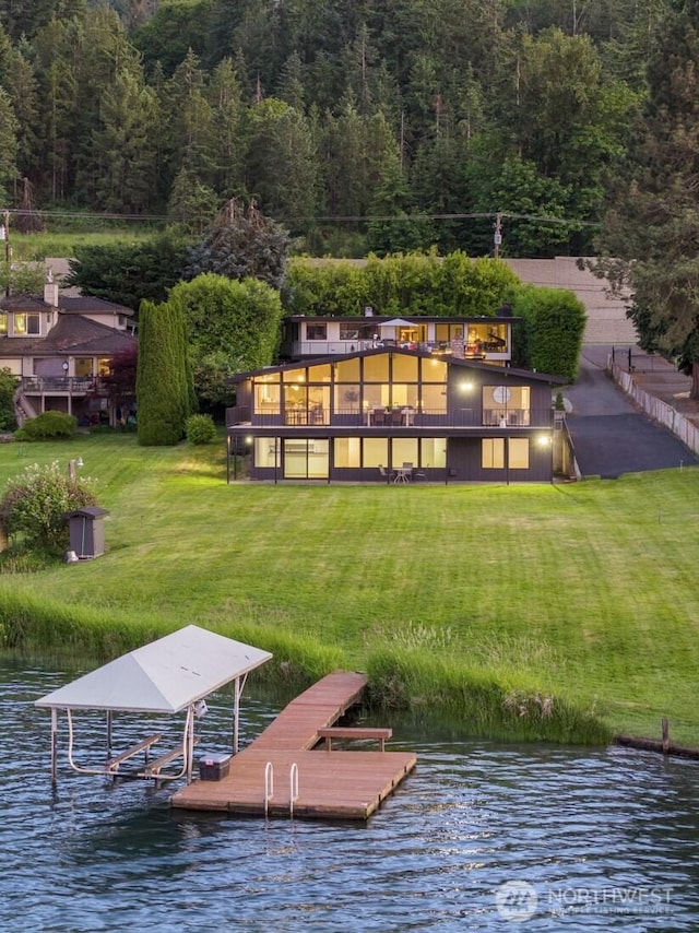 5110 NW Sammamish Rd, Issaquah, WA 98027 - dock area featuring a yard, a forest view, and a water view