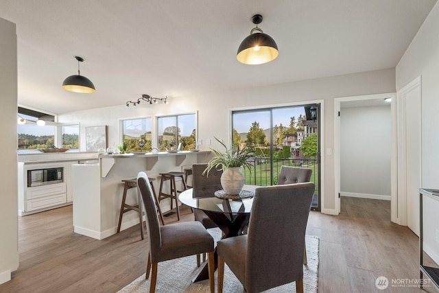 5110 NW Sammamish Rd, Issaquah, WA 98027 - dining area featuring light wood-type flooring, healthy amount of natural light, and baseboards