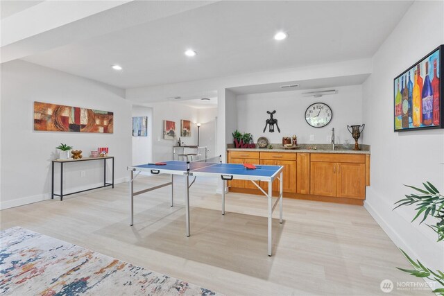 4426 NE 17th St, Renton, WA 98059 - game room featuring light wood-style flooring, baseboards, and recessed lighting