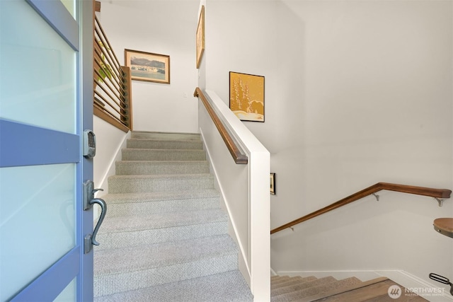 649 Summit Pl, Sedro Woolley, WA 98284 - stairway with carpet floors and baseboards