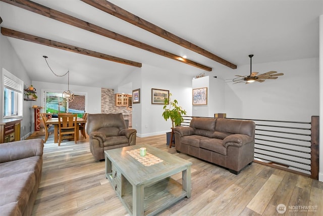 649 Summit Pl, Sedro Woolley, WA 98284 - living area featuring light wood-type flooring, a chandelier, ceiling fan, and baseboards