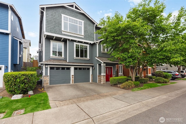 17826 20th Ave SE, Bothell, WA 98012 - craftsman house with an attached garage, driveway, and stone siding