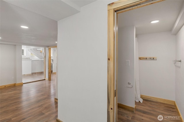 330 Highland Ave, Chelan, WA 98816 - hall with wood finished floors, baseboards, and recessed lighting