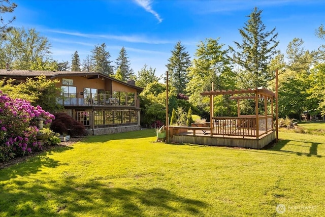 41506 292nd Way SE, Enumclaw, WA 98022 - view of green lawn featuring a deck