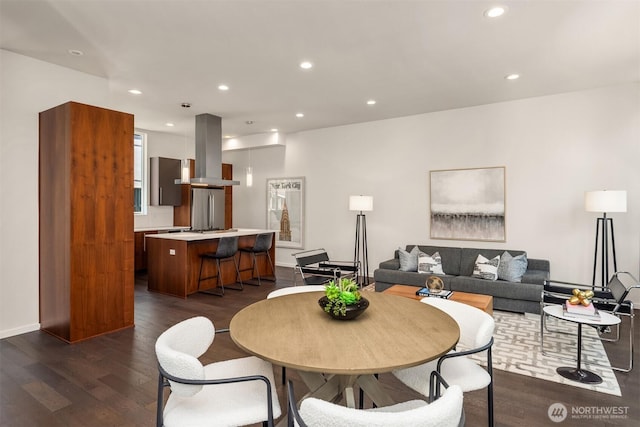 818 25th Ave S Unit A, Seattle, WA 98144 - dining space featuring dark wood-style floors and recessed lighting