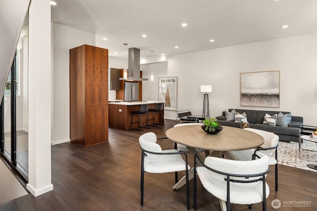 818 25th Ave S Unit A, Seattle, WA 98144 - dining room featuring dark wood-type flooring and recessed lighting