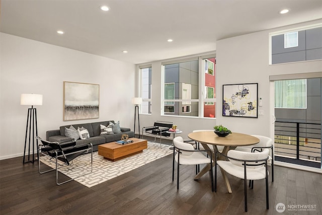 818 25th Ave S Unit A, Seattle, WA 98144 - living room with dark wood-style flooring, recessed lighting, and plenty of natural light