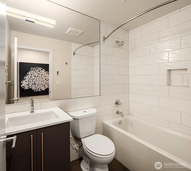 818 25th Ave S Unit A, Seattle, WA 98144 - bathroom featuring  shower combination, vanity, and tile walls