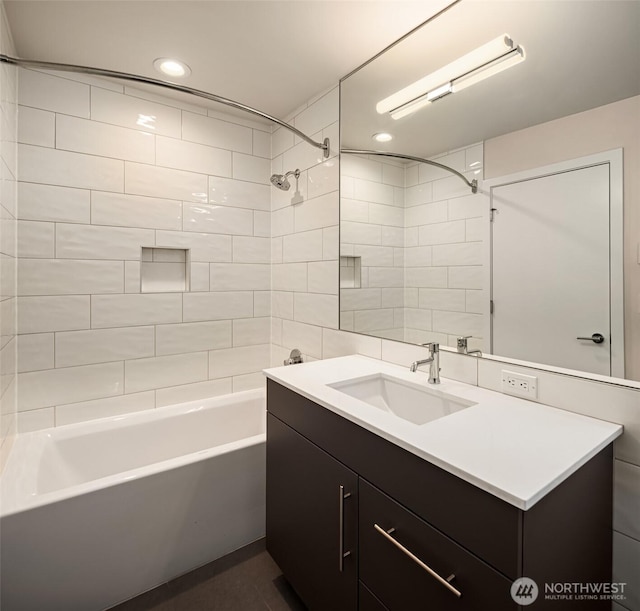 818 25th Ave S Unit A, Seattle, WA 98144 - bathroom with shower / bath combination, vanity, and recessed lighting