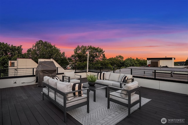 818 25th Ave S Unit A, Seattle, WA 98144 - wooden deck featuring an outdoor living space and a grill